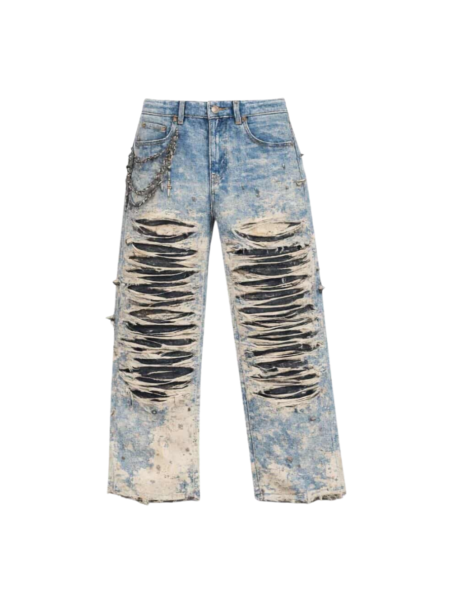 Frostbite Denim – Arctic Blue Distressed Jeans