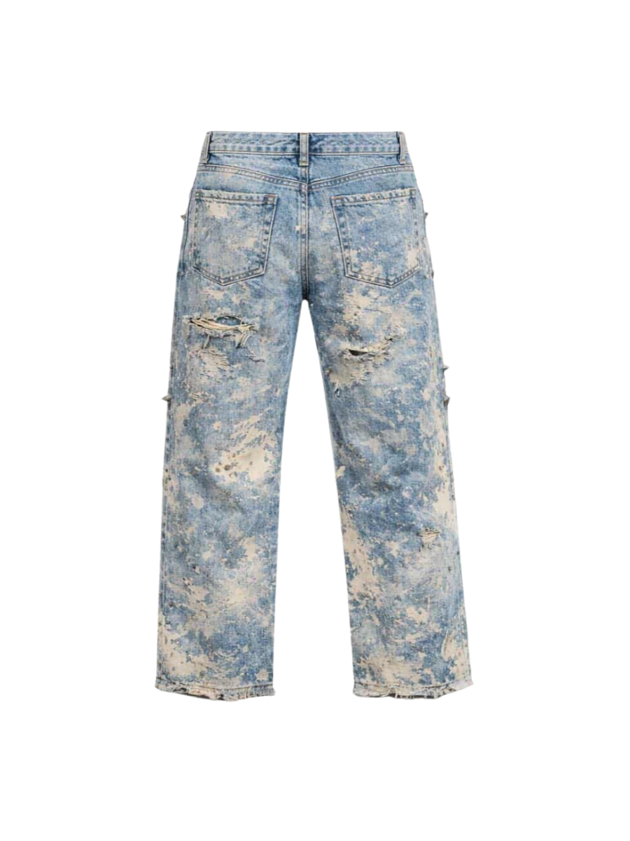 Frostbite Denim – Arctic Blue Distressed Jeans