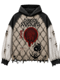 Darkside Soundscapes Distressed Oversized Hoodie – Bone & Obsidian